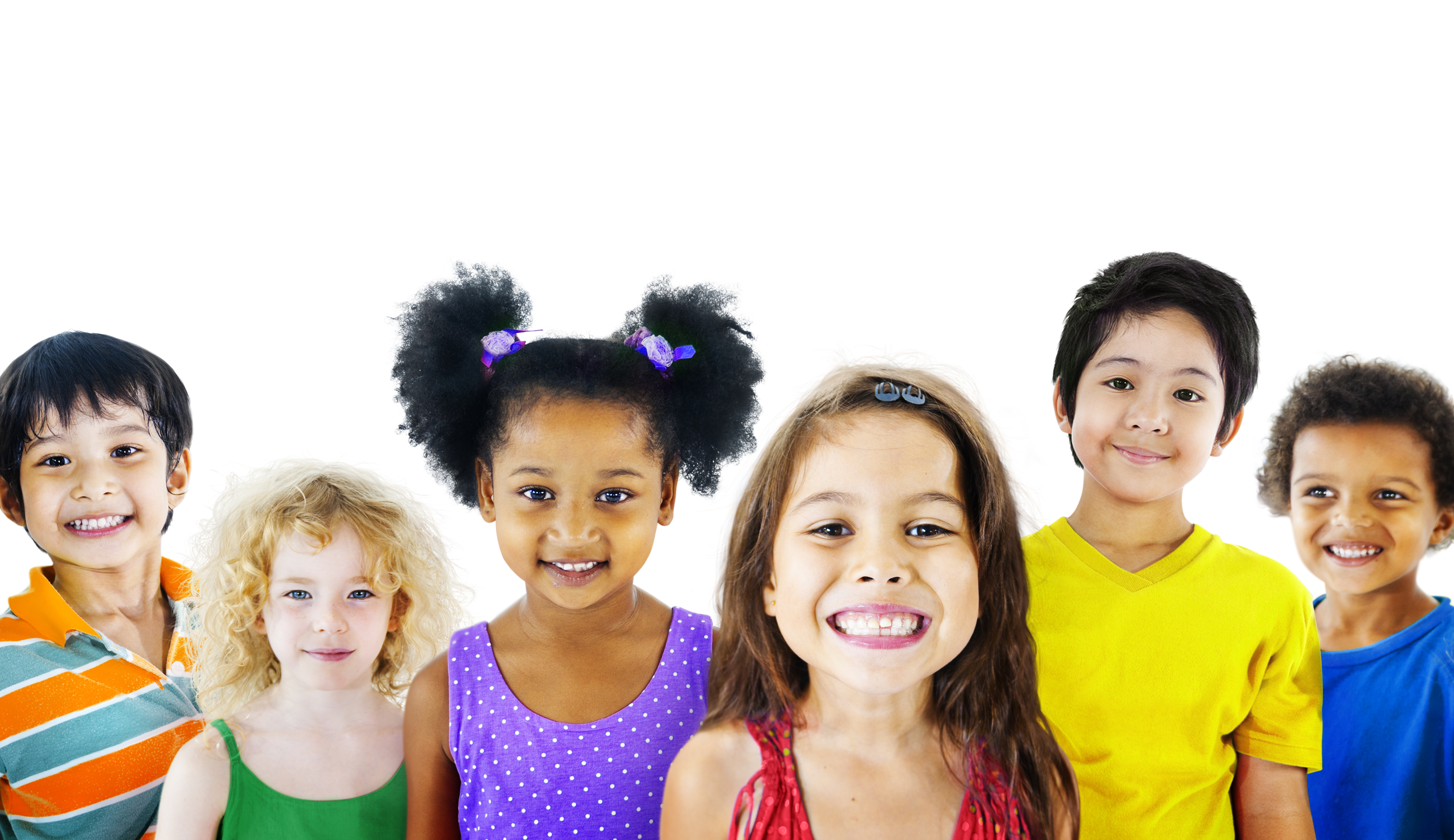 Smiling faces of diverse kids