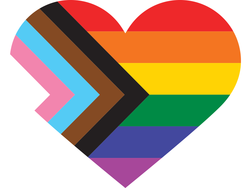 Progressive Pride flag in heart shape