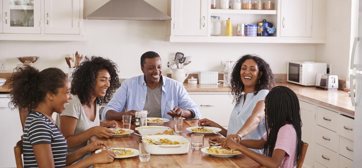 Family eating dinner