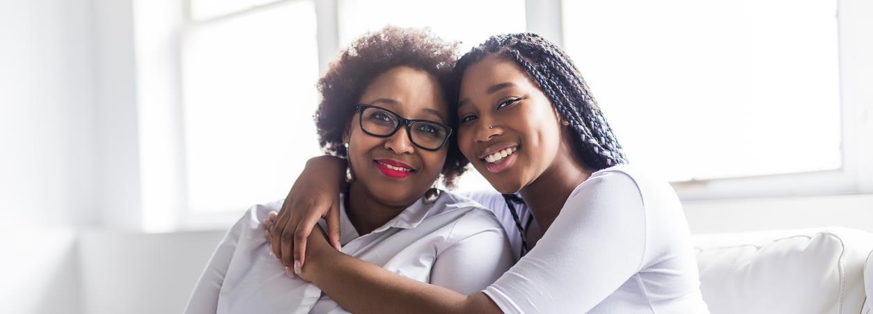 Black mom with teen daughter